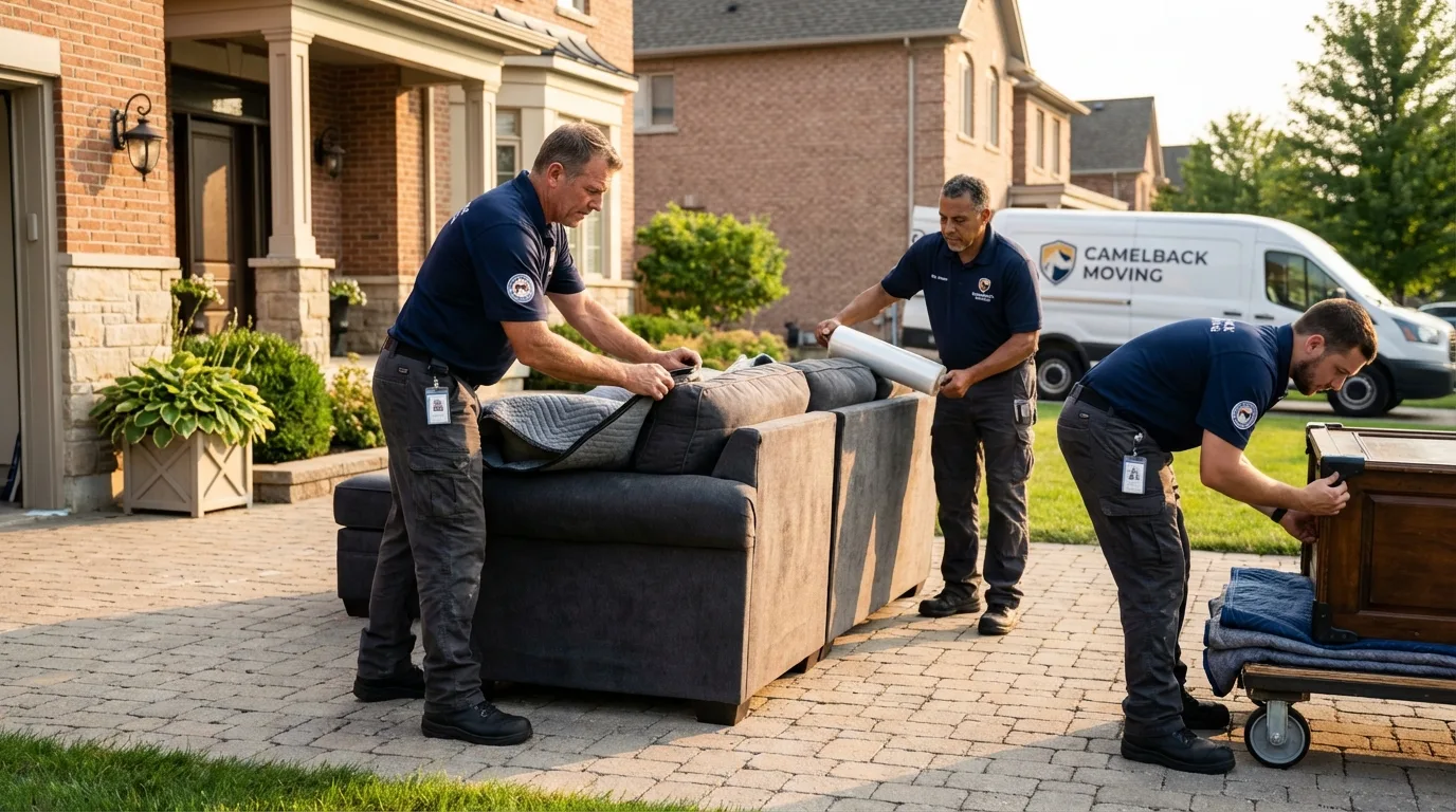 Large estate moving crew wrapping furniture in Wolfe City, TX